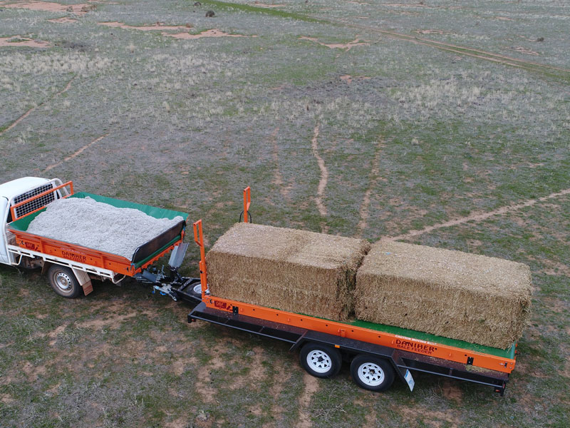 Daniher Bale Feeder - Loaded with two bales and cotton seeds