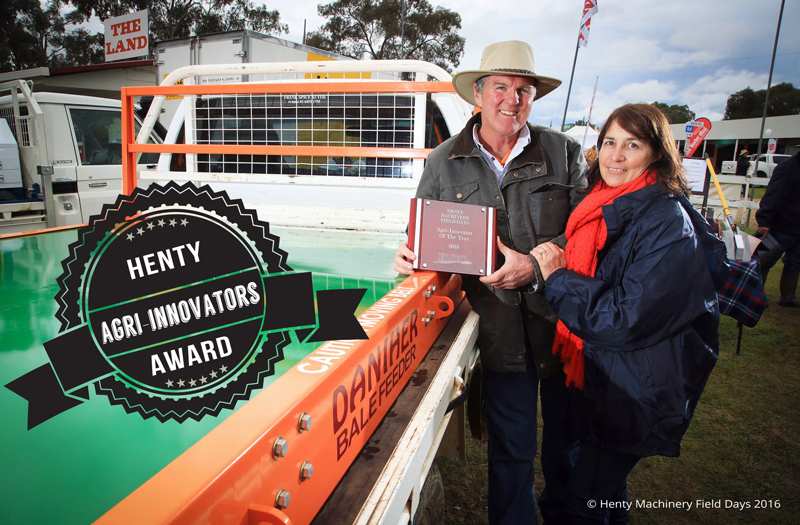 Patrick Daniher receiving the inaugural Henty AgriInnovators Award in 2016